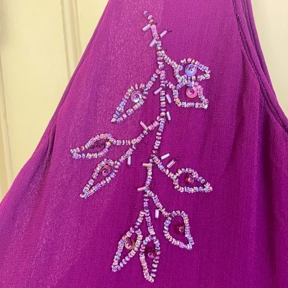 Vintage 80s Beaded Leaf Dress XXL - Picture 15 of 15